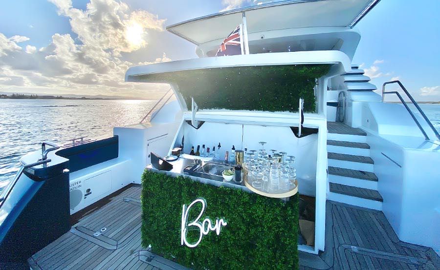 Open Bar On YOT Blue during Boat Hire Gold Coast