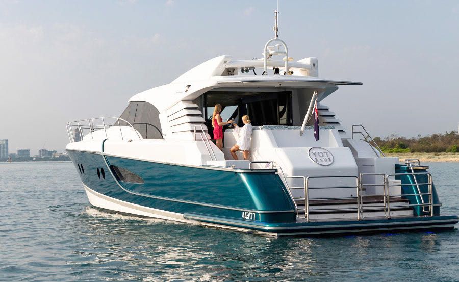 New Year's Eve Cruises on YOT Blue Gold Coast Stern view New Year's Eve Cruises on YOT Blue Gold Coast Stern view